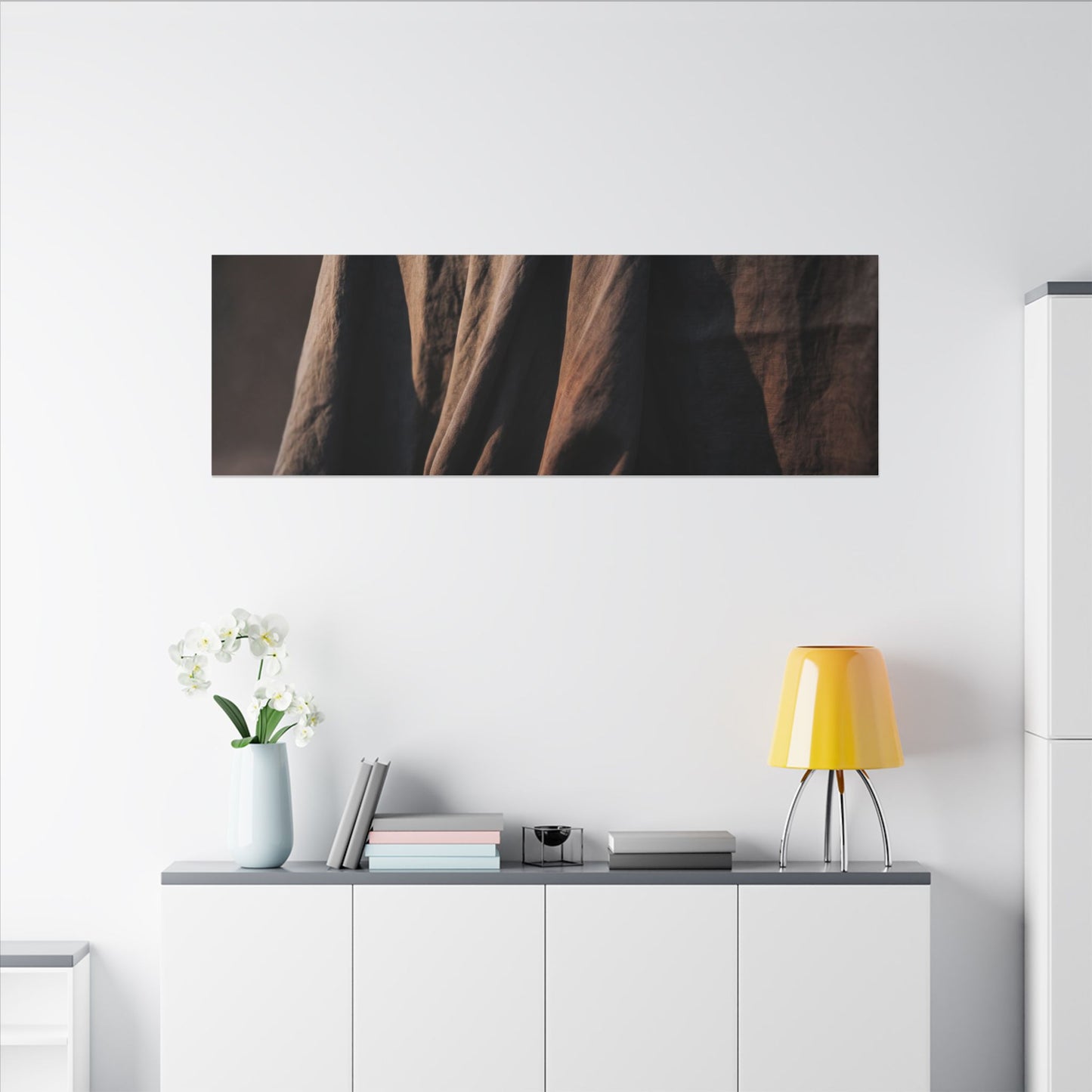 Silk Drape Canvas Art | Winter Dark Japandi Shadow Zen Art