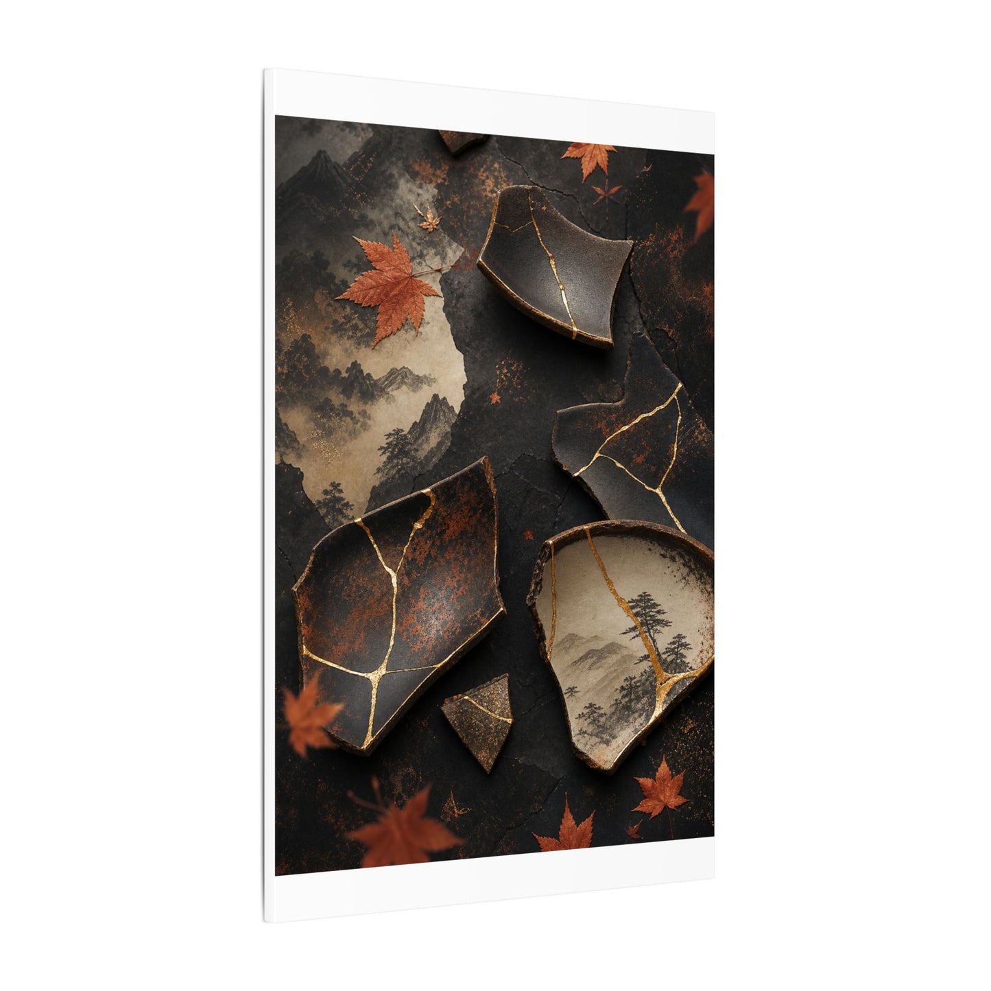 Broken Pottery Gold Vein Canvas Art | Philosophical Kintsugi Art