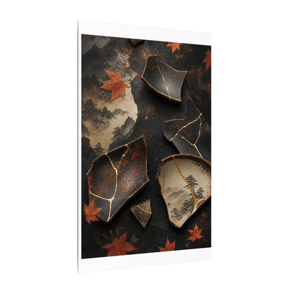Broken Pottery Gold Vein Canvas Art | Philosophical Kintsugi Art