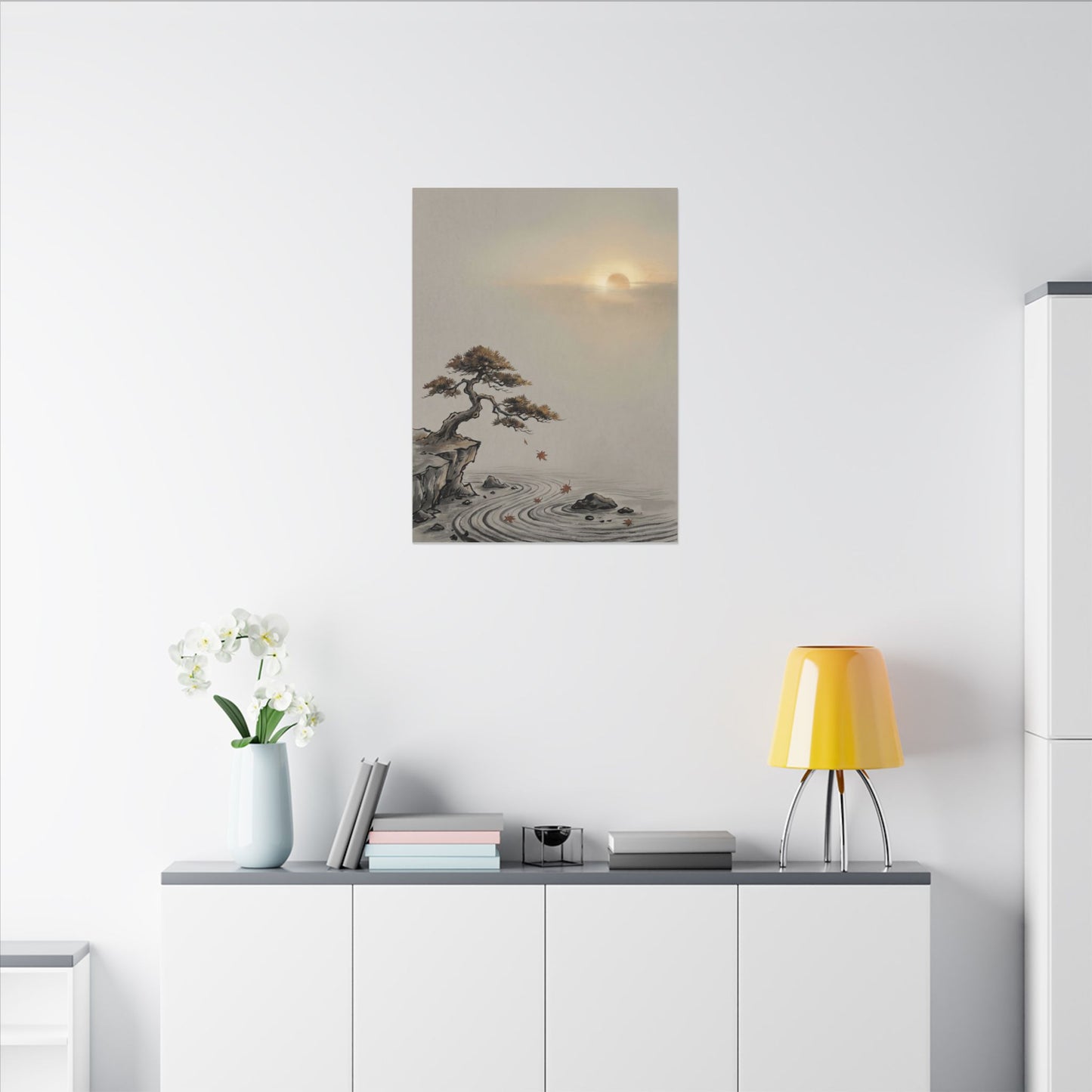 Pine Tree Canvas Art | Autumn Zen Karesansui Art