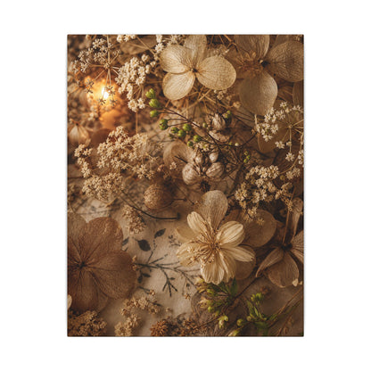 Spring Dried Flowers Japanese Pattern Canvas Art | Earthy Decor