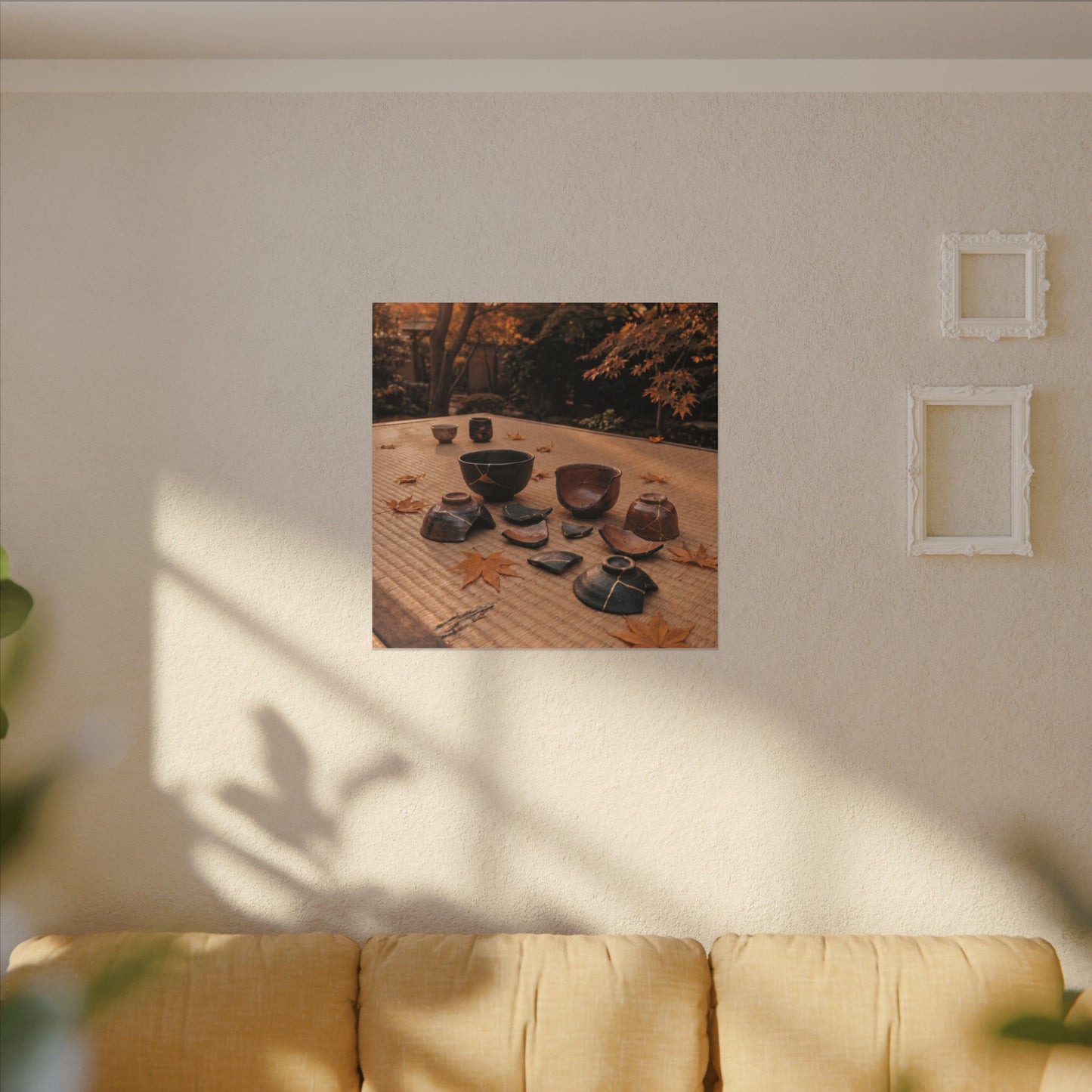 Golden Hour Tea Ceremony Canvas Art - Kintsugi Shibui