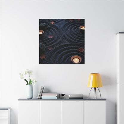 Seijaku Rock Garden Canvas Art - Dark Japandi Dark Texture