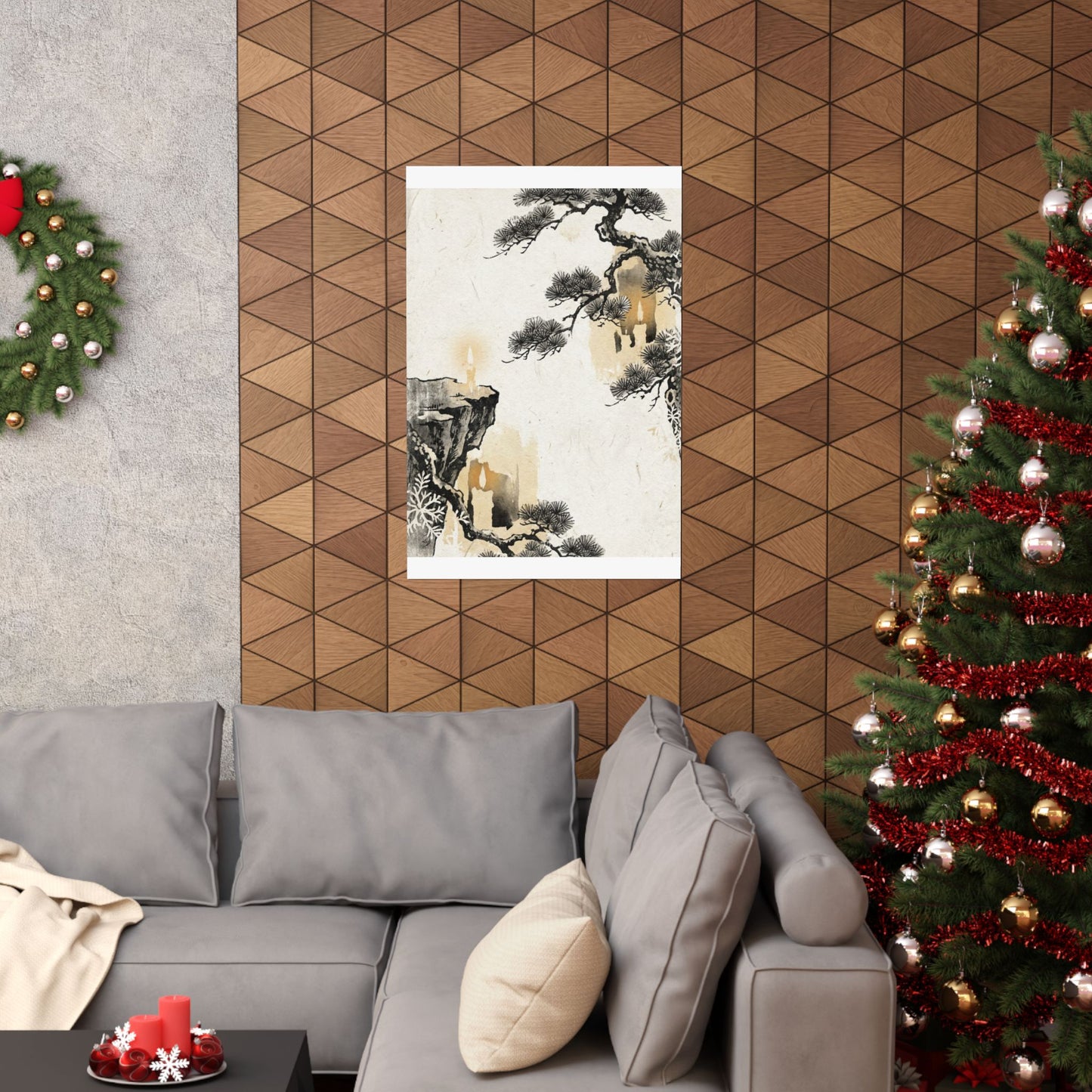 Ma Pine Tree Wall Art Print - Japandi Japanese Pattern