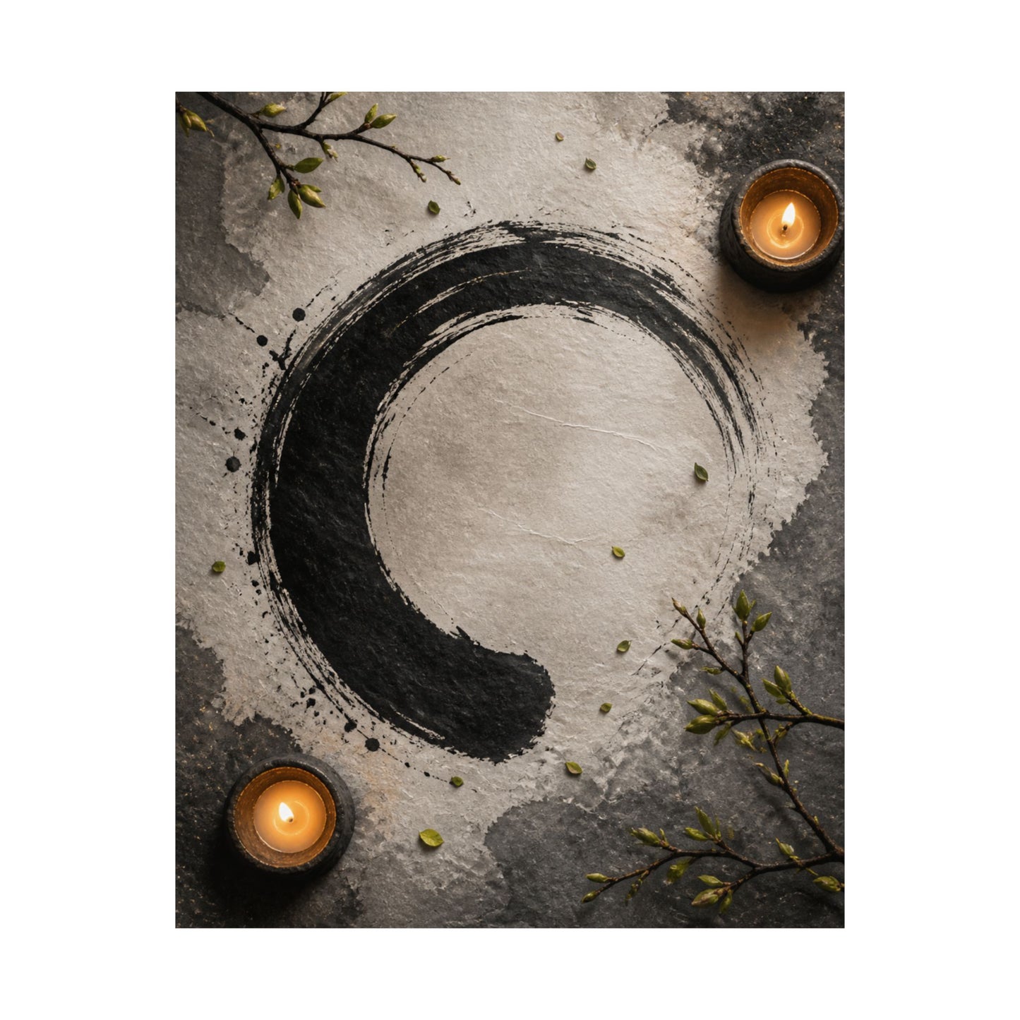 Peaceful Ink Brushstroke Wall Art Print - Enso Zen