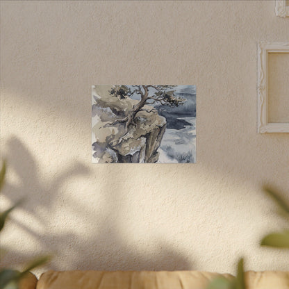 Pine Tree Canvas Art | Winter Japandi Watercolor Art