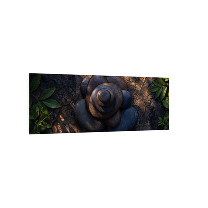 Ma River Stones Canvas Art - Dark Japandi Dark Texture