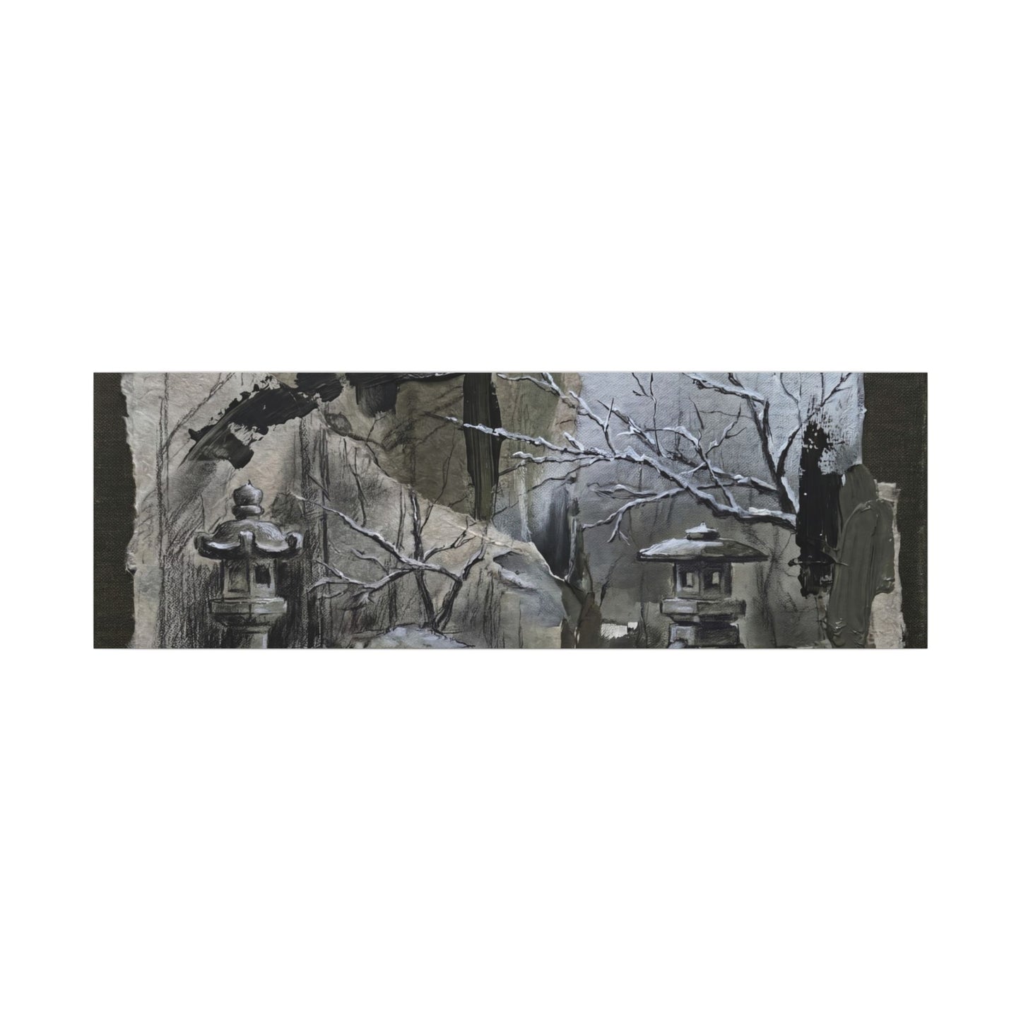 Winter Moonlit Garden Dark Texture Canvas Art | Moody Decor