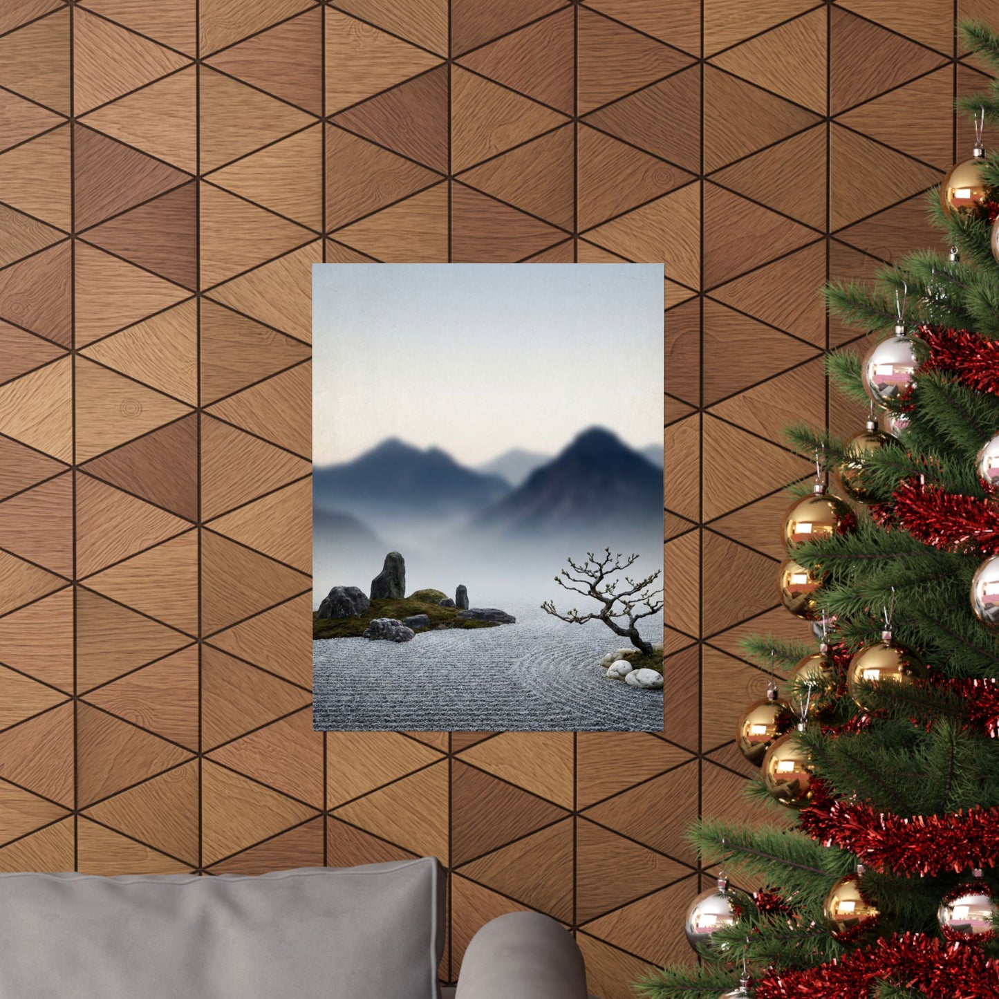 Dawn Mountain Mist Wall Art Print - Zen Shibui