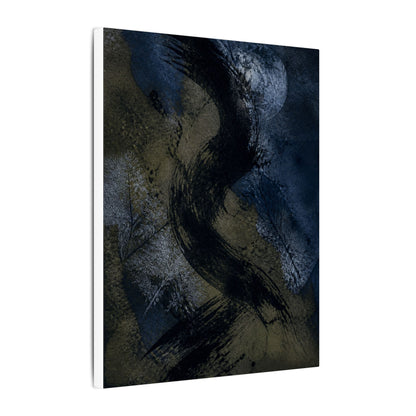Shibui Ink Brushstroke Canvas Art - Dark Japandi Dark Texture