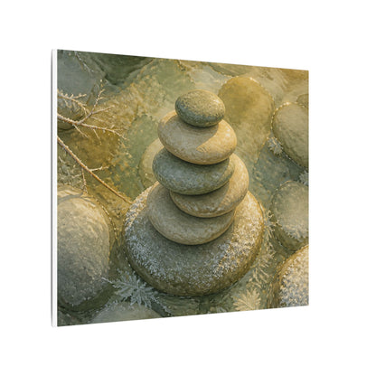 River Stones Watercolor Canvas Art | Elegant Japandi Art