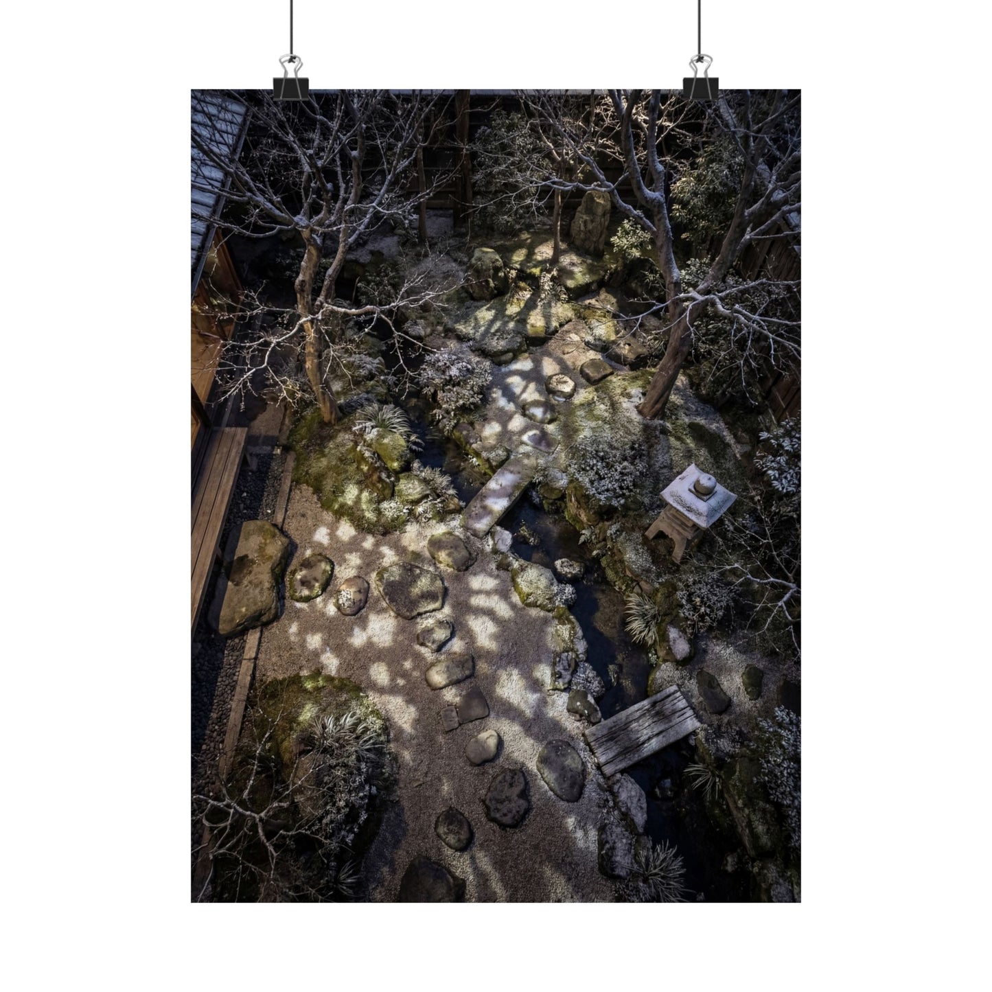 Moonlit Garden Wall Art Print | Winter Japandi Japanese Pattern Art Art Print
