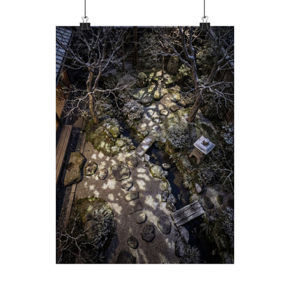 Moonlit Garden Wall Art Print | Winter Japandi Japanese Pattern Art Art Print