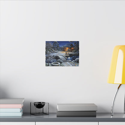 Moonlit Garden Winter Canvas Art | Kintsugi Artful Design
