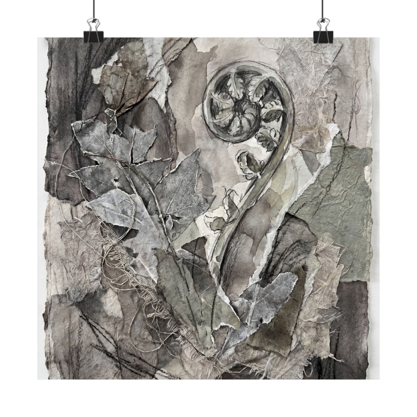 Mono No Aware Fern Unfurling Wall Art Print - Japandi Texture