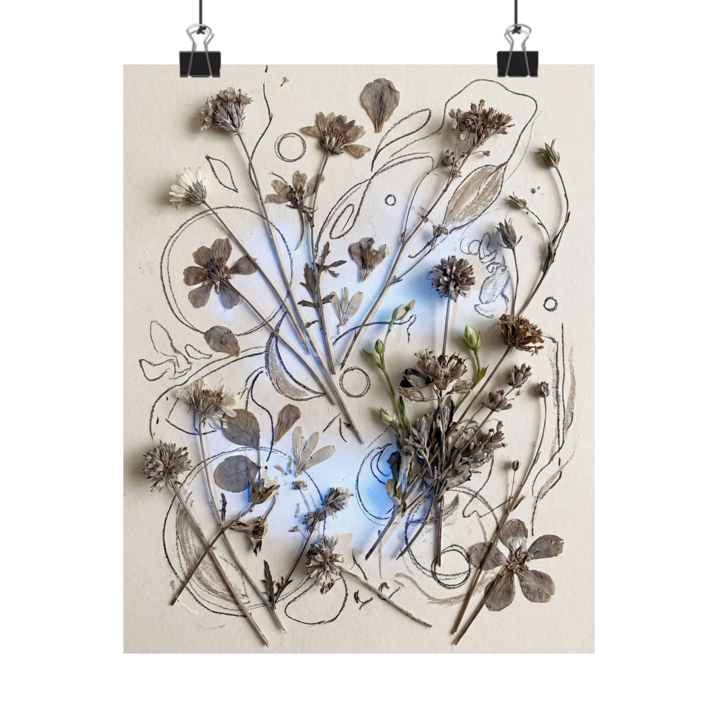 Neutral Dried Flowers Wall Art Print - Minimal Line Japandi Art Print