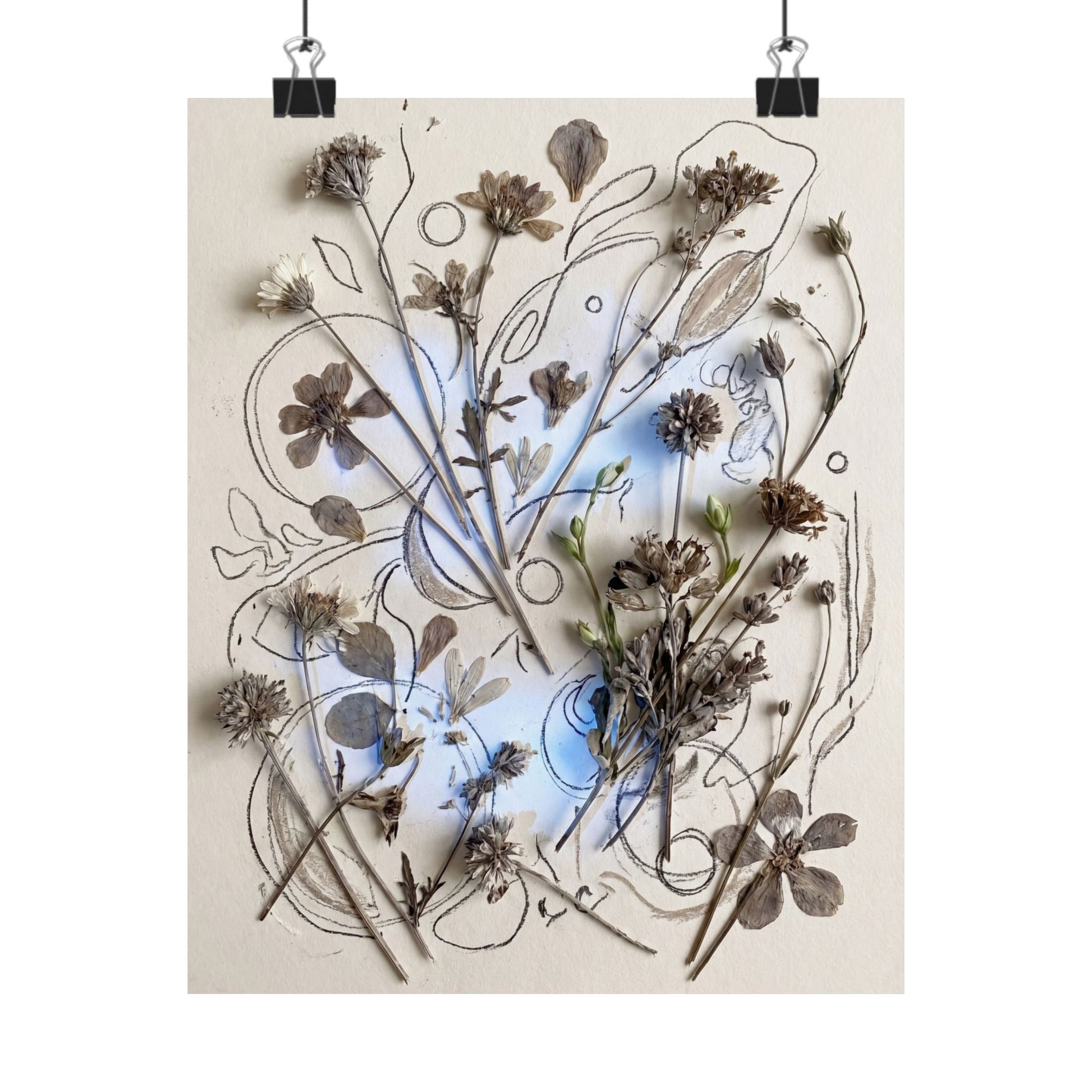 Neutral Dried Flowers Wall Art Print - Minimal Line Japandi Art Print