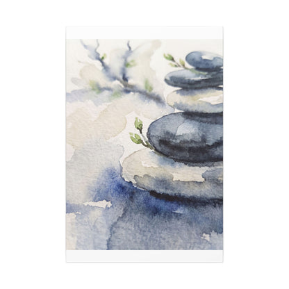 River Stones Watercolor Canvas Art | Cozy Japandi Art