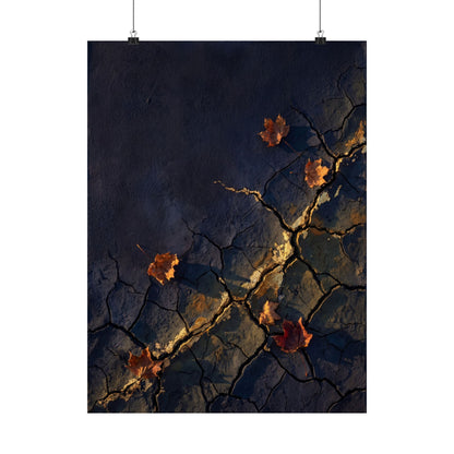 Golden Hour Cracked Earth Wall Art Print - Dark Japandi Seijaku Art Print