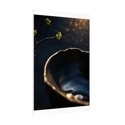 Ma Ceramic Bowl Canvas Art - Dark Japandi Shadow Zen