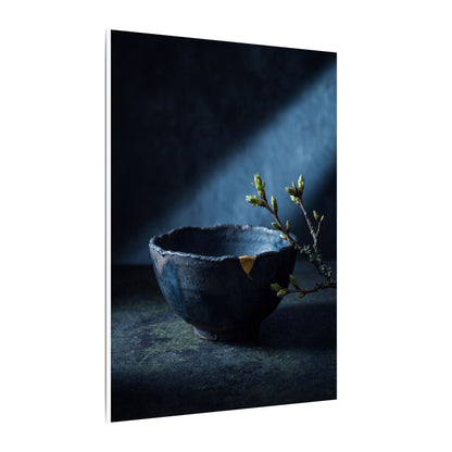 Ceramic Bowl Shadow Zen Canvas Art | Sophisticated Dark Japandi Art