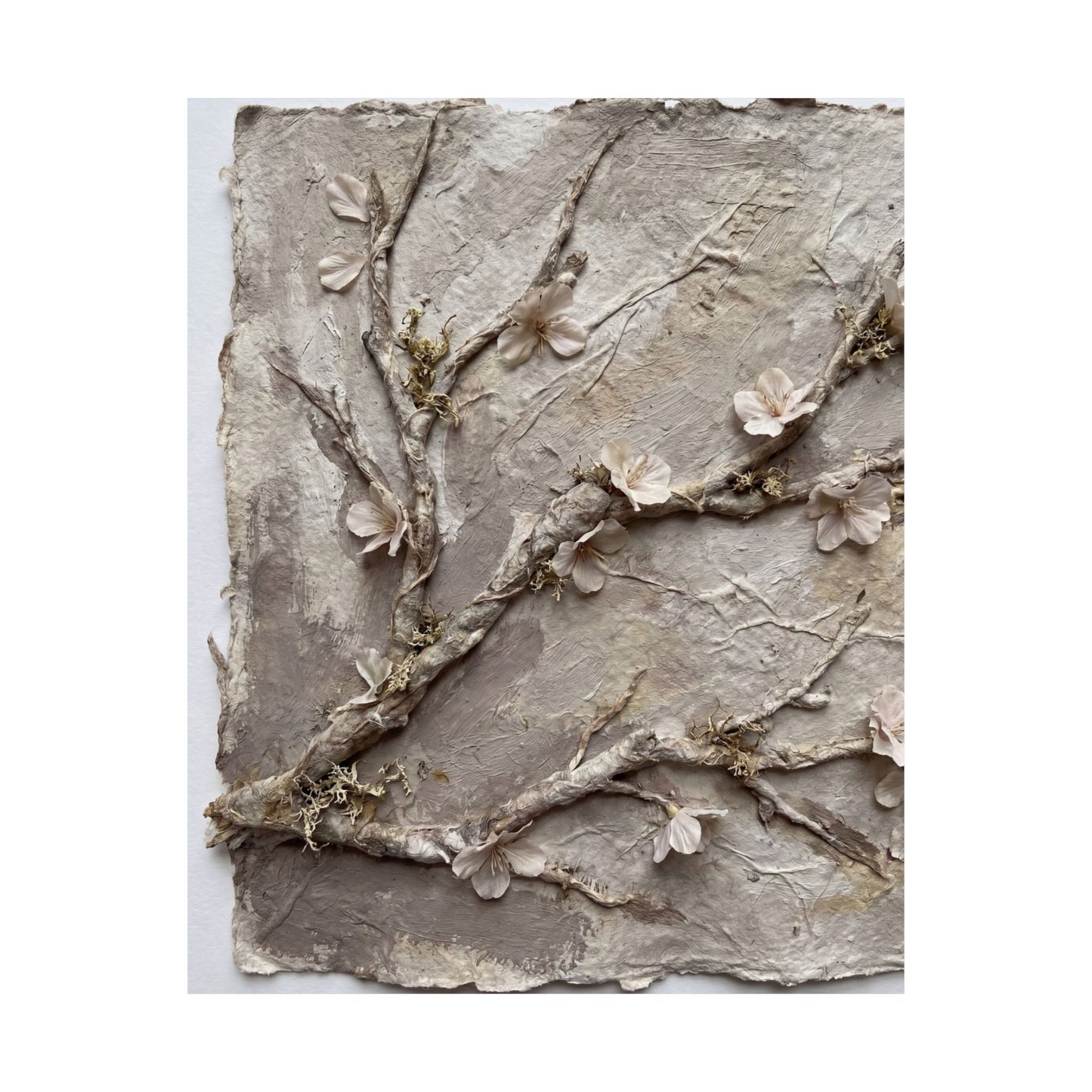 Summer Cherry Blossom Texture Wall Art Print | Neutral Decor