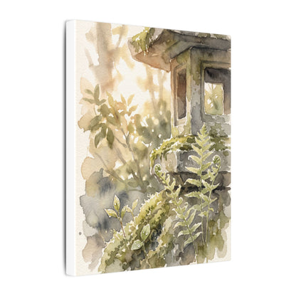 Earthy Stone Lantern Canvas Art - Watercolor Japandi