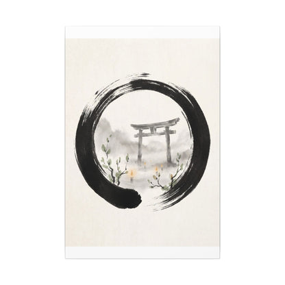 Spring Torii Gate Enso Canvas Art | Tranquil Decor