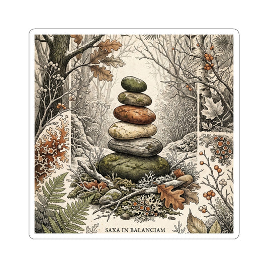 Enchanting River Stones Sticker - Vintage Botanical Cottagecore