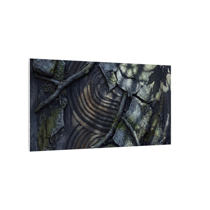 Rock Garden Canvas Art | Winter Dark Japandi Dark Texture Art