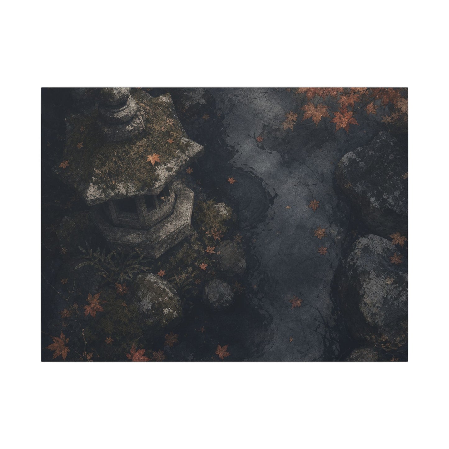 Stone Lantern Canvas Art | Autumn Japandi Texture Art