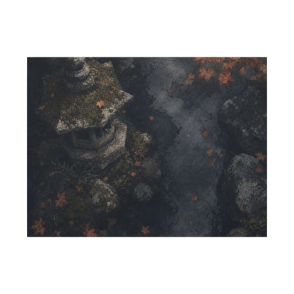 Stone Lantern Canvas Art | Autumn Japandi Texture Art