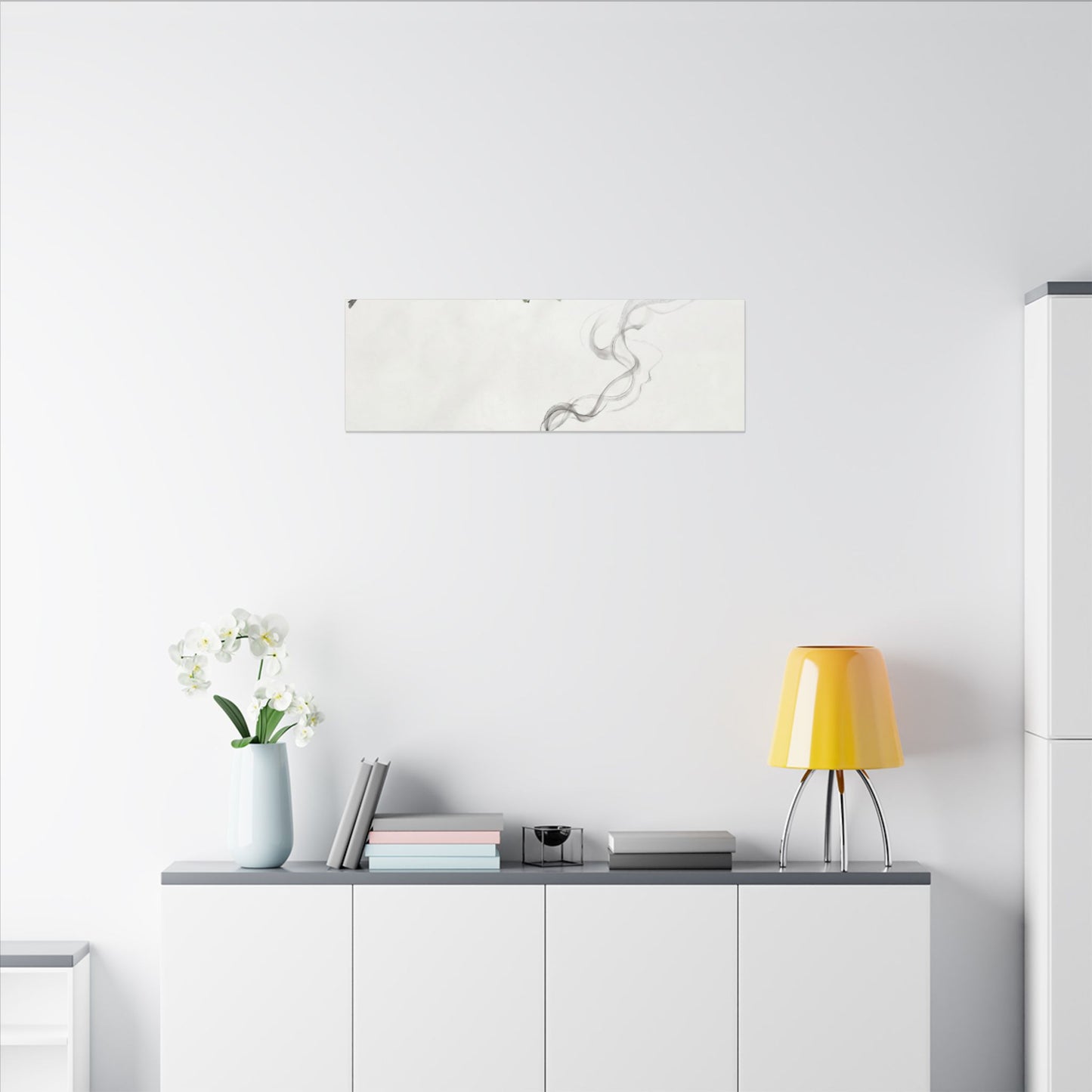 Calm Incense Smoke Canvas Art - Sumi E Zen