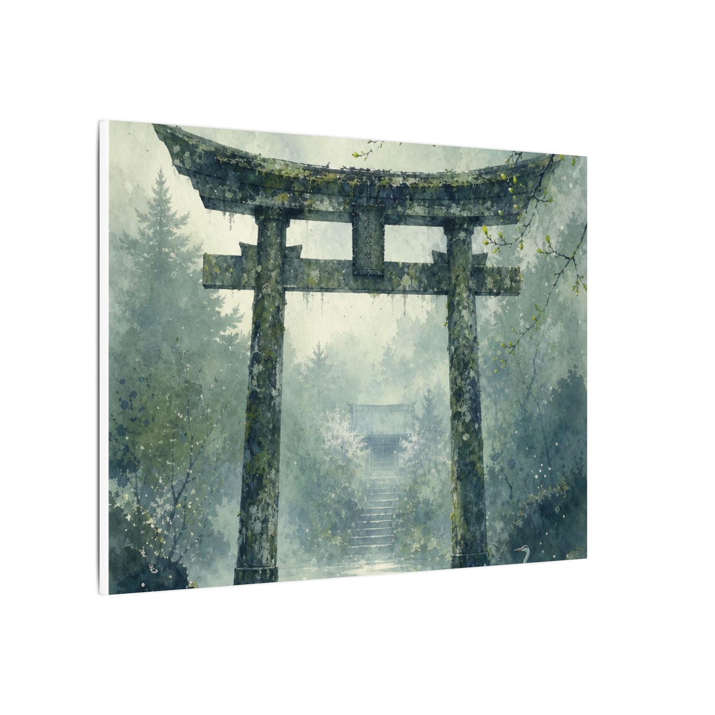 Earthy Torii Gate Canvas Art - Watercolor Japandi