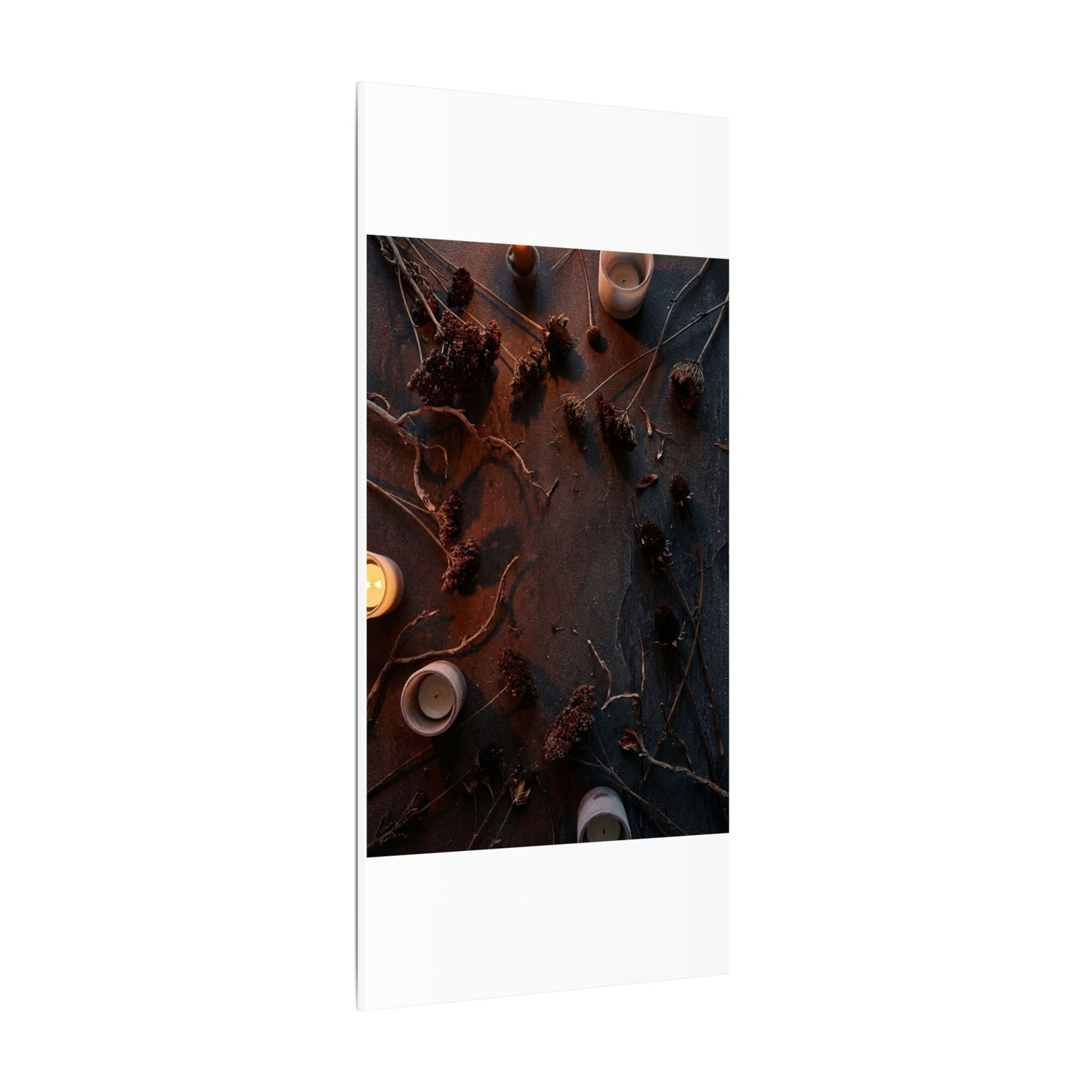 Dried Flowers Canvas Art | Winter Dark Japandi Moody Minimal Art