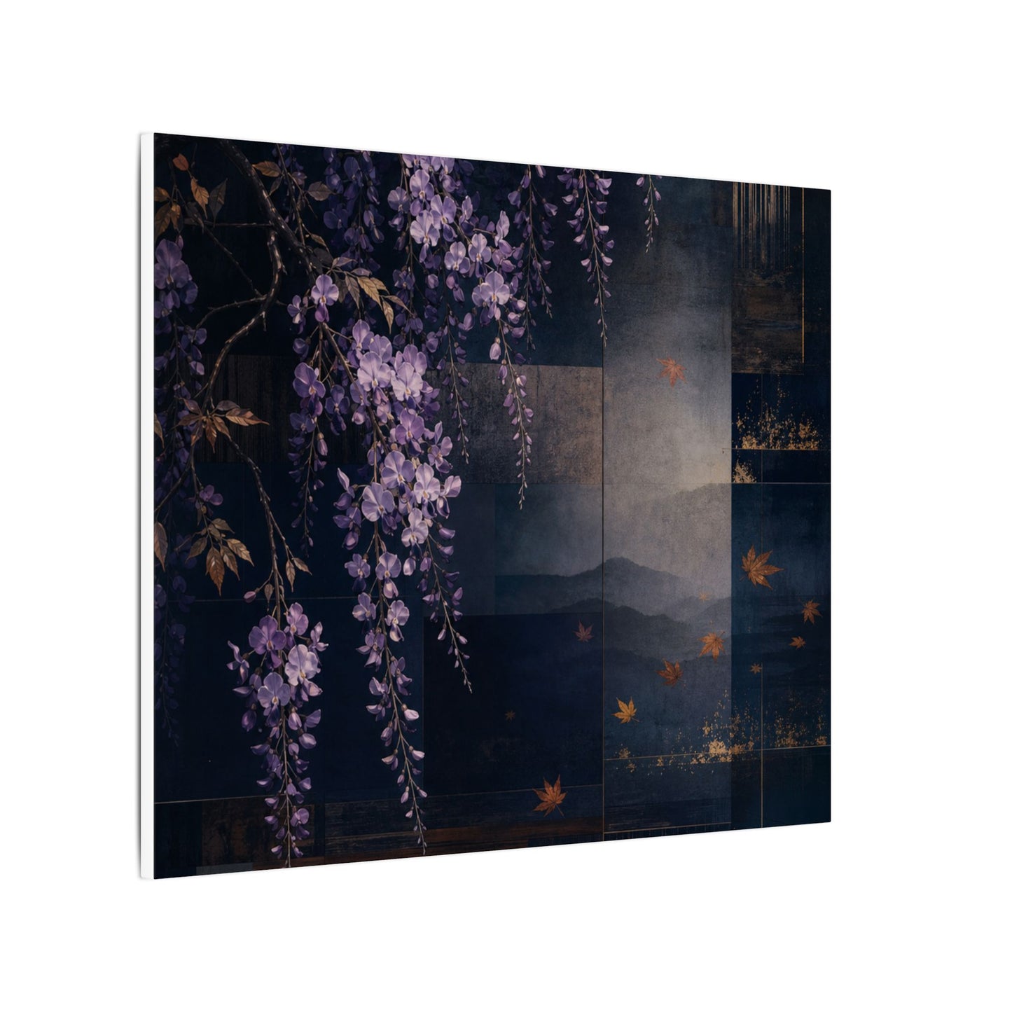 Dawn Wisteria Canvas Art - Dark Japandi Fukinsei
