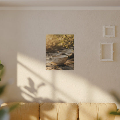 Neutral Ceramic Bowl Canvas Art - Japanese Pattern Japandi