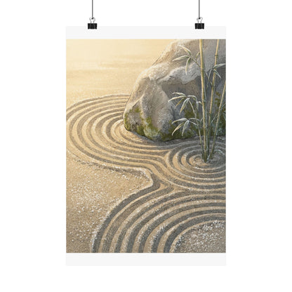 Rock Garden Ukiyo E Inspired Wall Art Print | Peaceful Zen Art