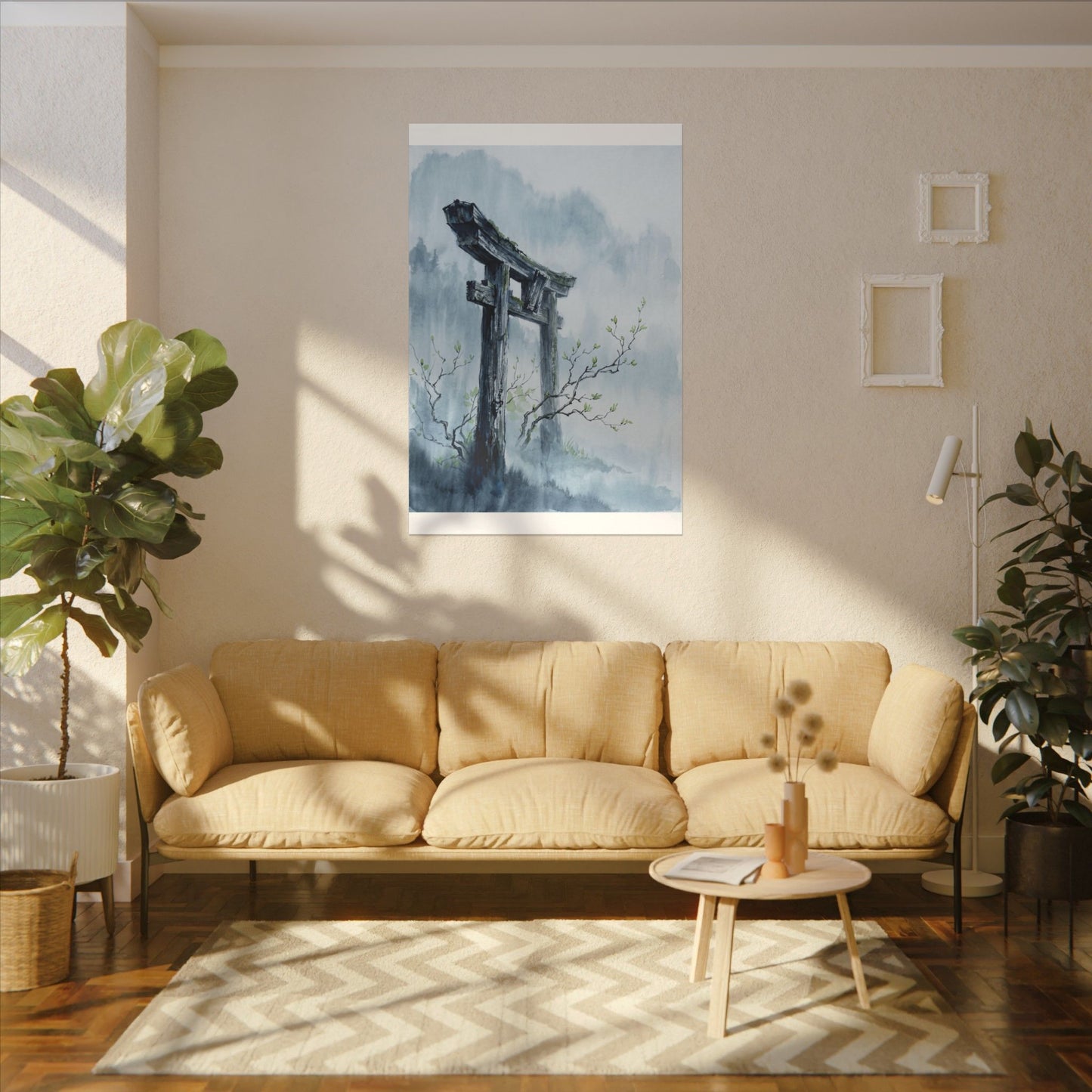 Torii Gate Canvas Art | Spring Zen Sumi E Art