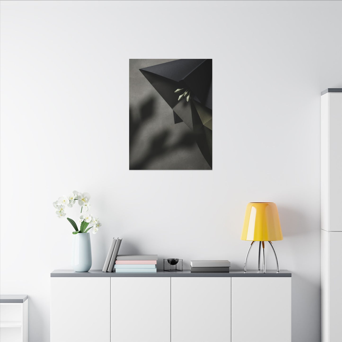 Paper Fold Moody Minimal Canvas Art | Luxurious Dark Japandi Art