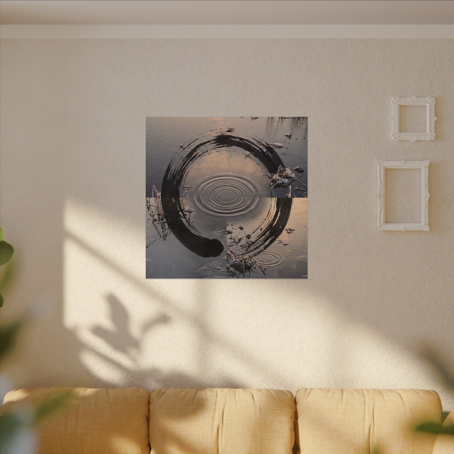 Winter Water Ripple Enso Canvas Art | Tranquil Decor