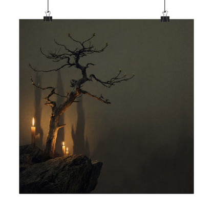 Pine Tree Shadow Zen Wall Art Print | Moody Dark Japandi Art