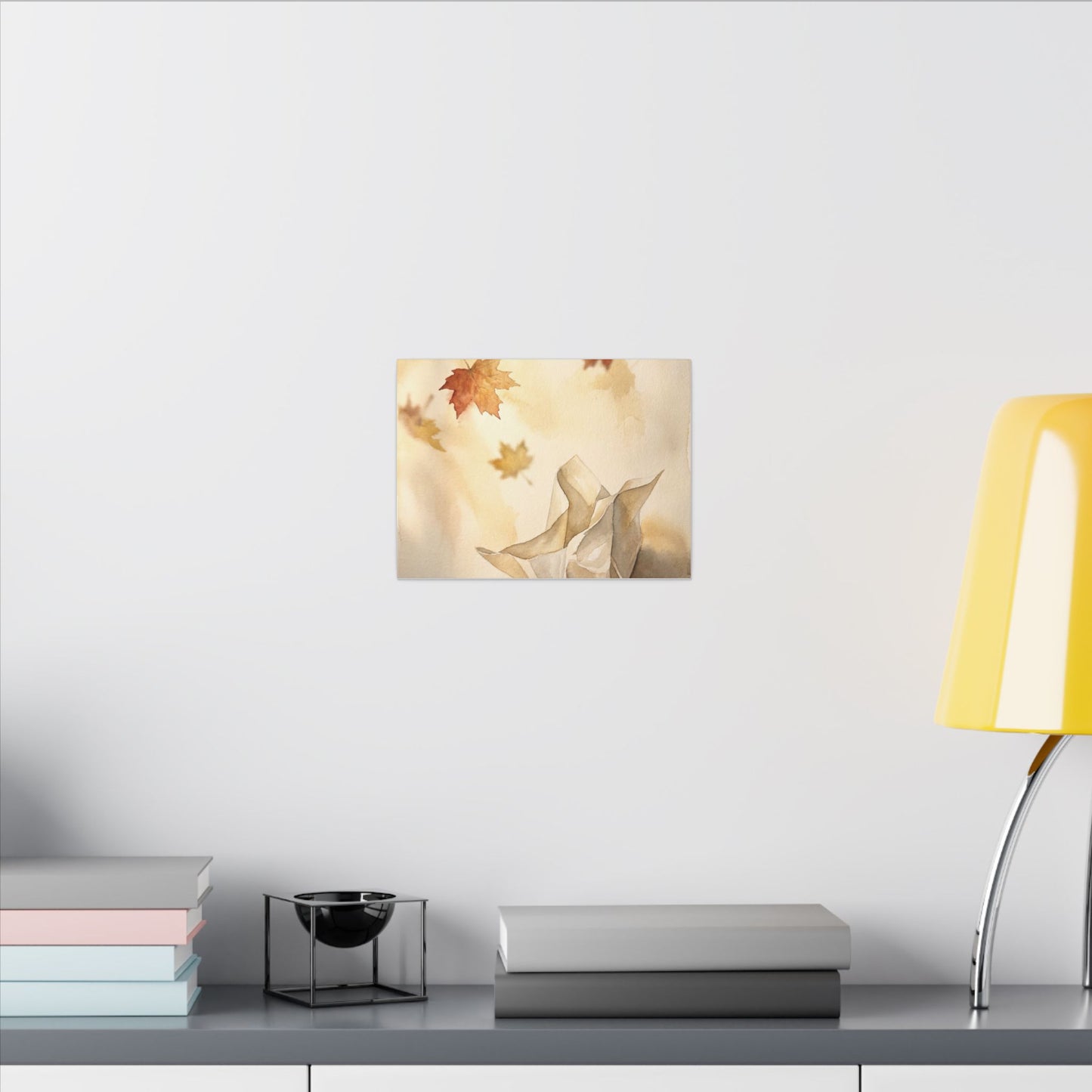 Japandi Paper Fold in Golden Hour | Watercolor Canvas Art
