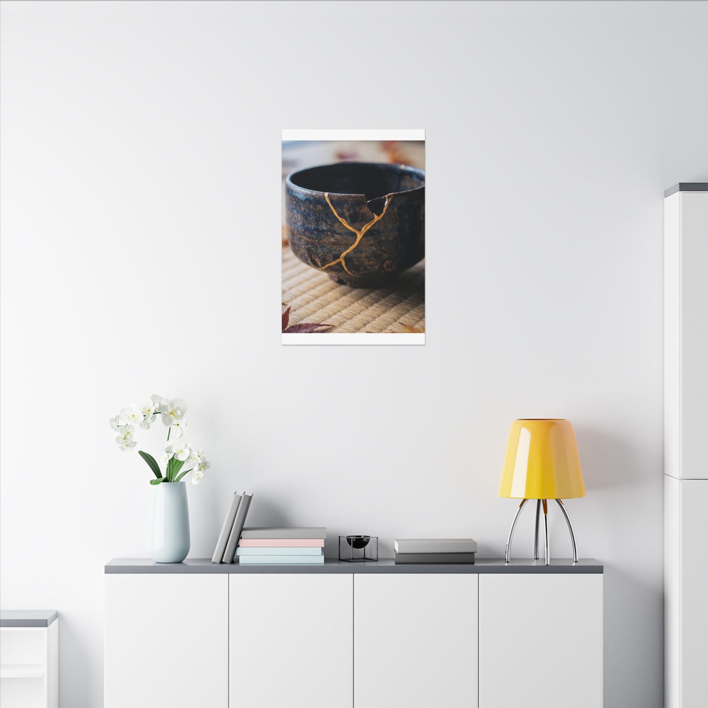 Tea Ceremony Autumn Canvas Art | Kintsugi Healing Design