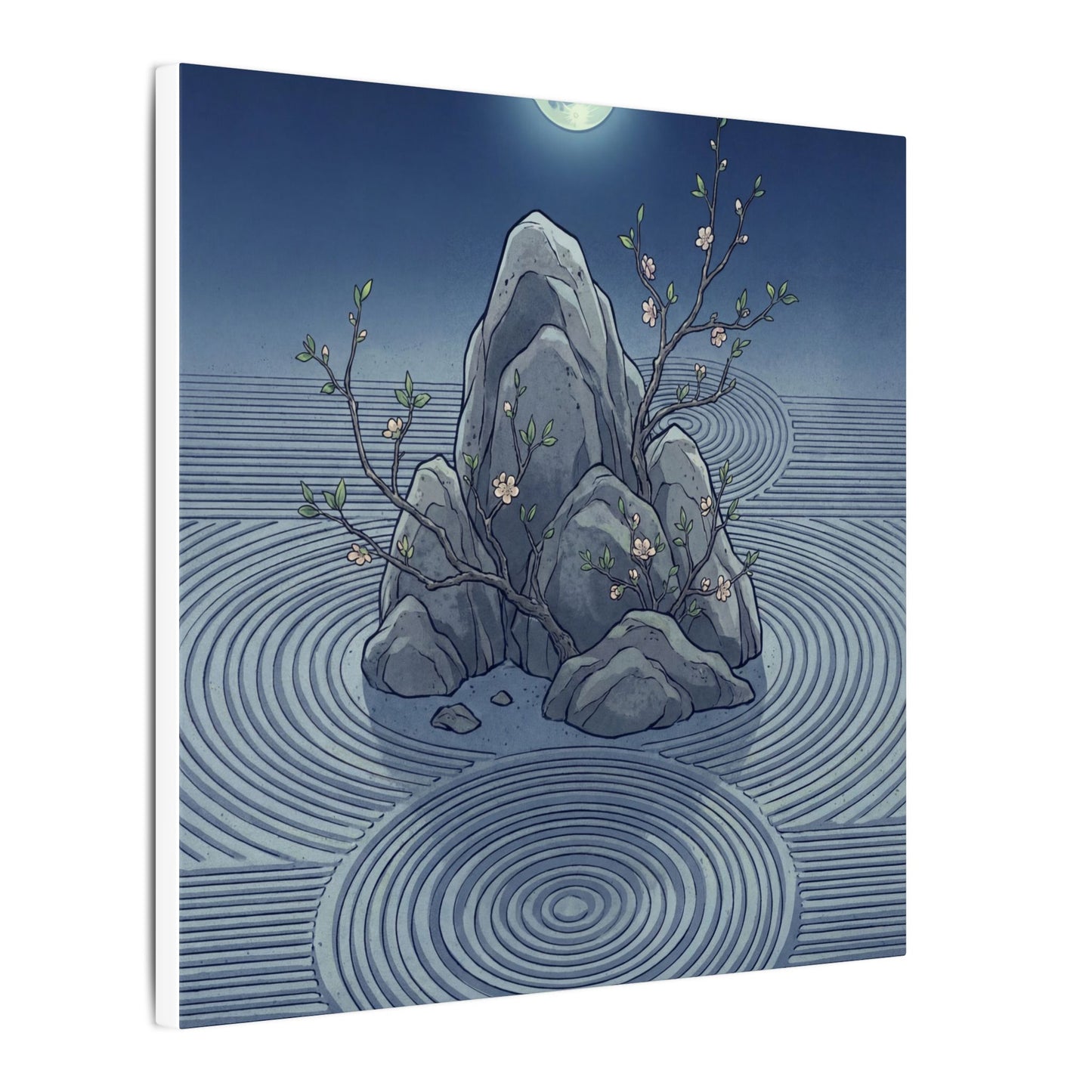 Spring Rock Garden Ukiyo E Inspired Canvas Art | Tranquil Decor