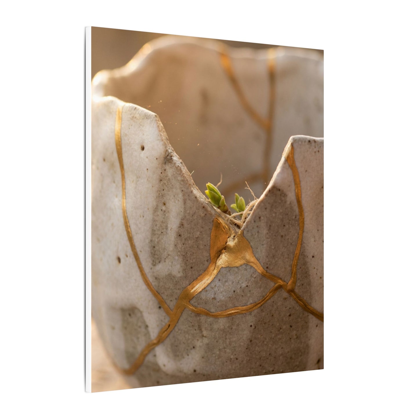 Golden Hour Broken Pottery Canvas Art - Japandi Kanso