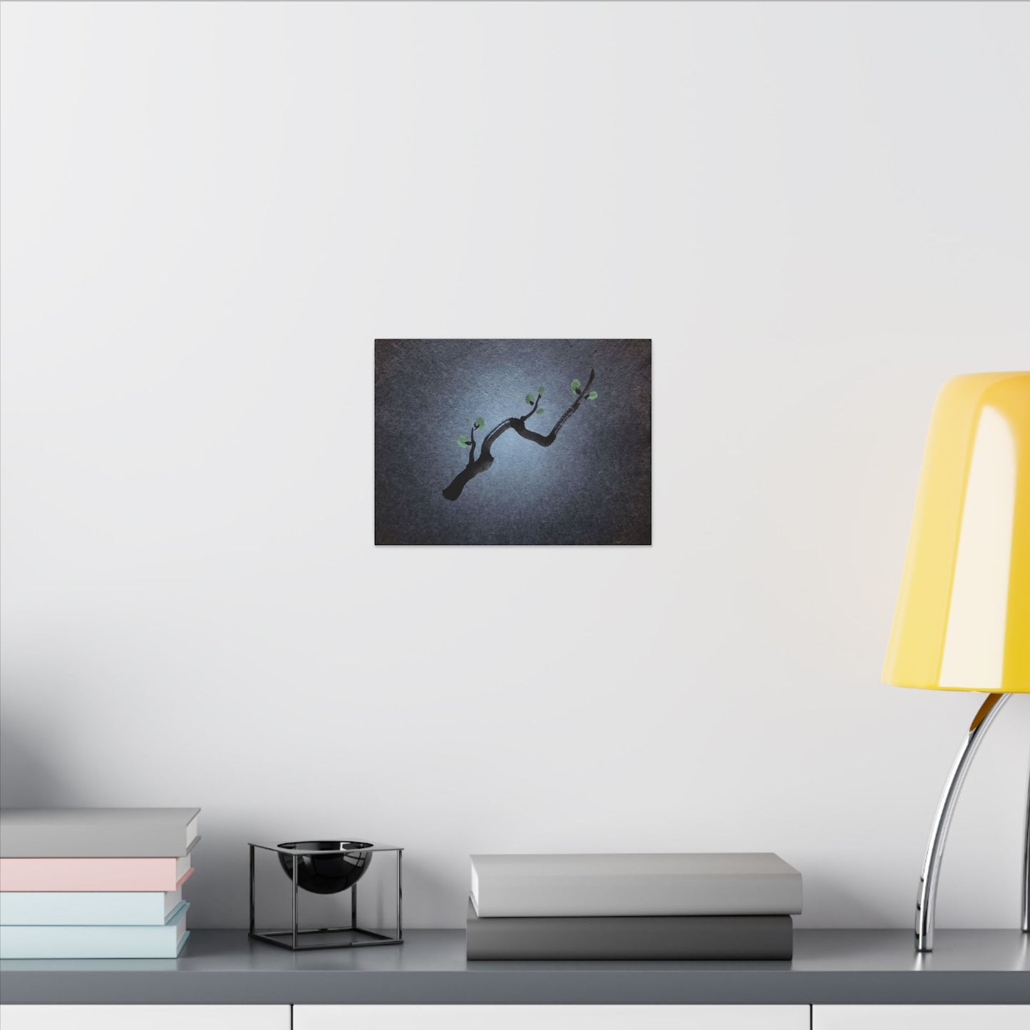 Ink Brushstroke Canvas Art | Spring Dark Japandi Moody Minimal Art