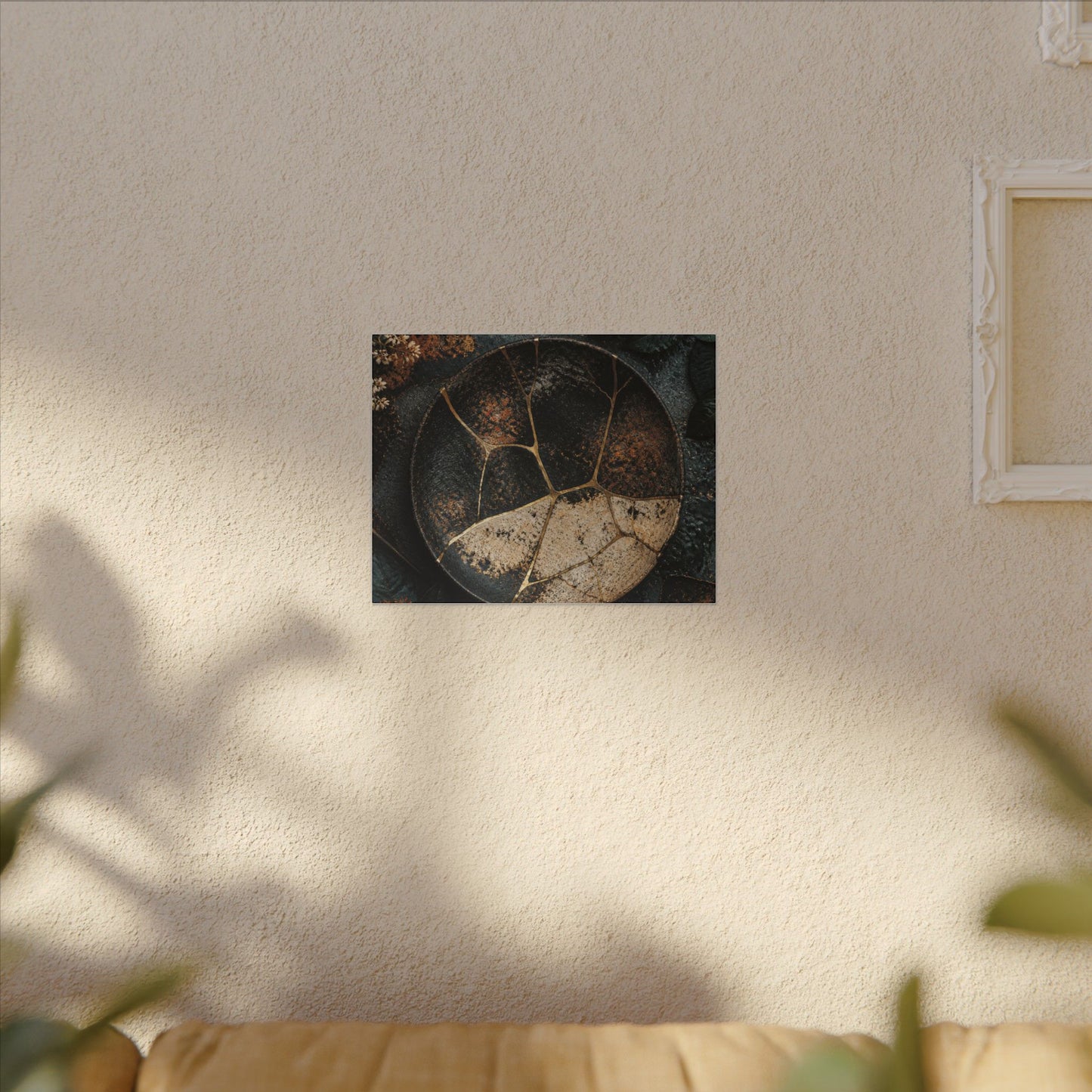 Kintsugi Rust Patina in Dawn | Gold Repair Canvas Art