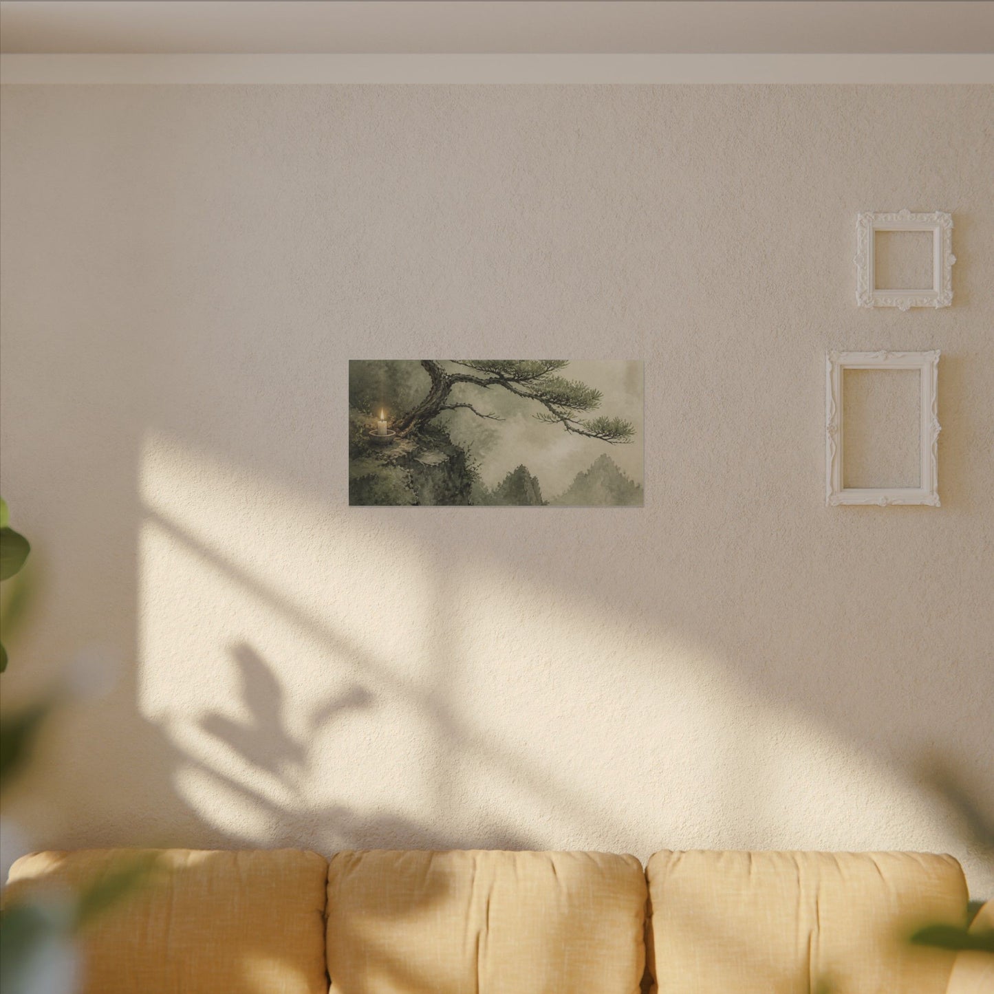 Candlelight Pine Tree Canvas Art - Japandi Kanso