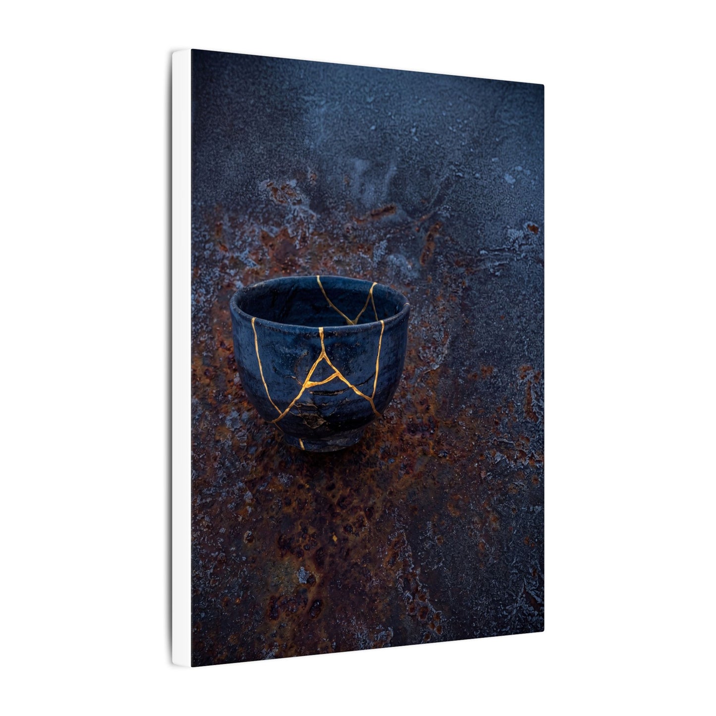 Rust Patina Winter Canvas Art | Kintsugi Healing Design